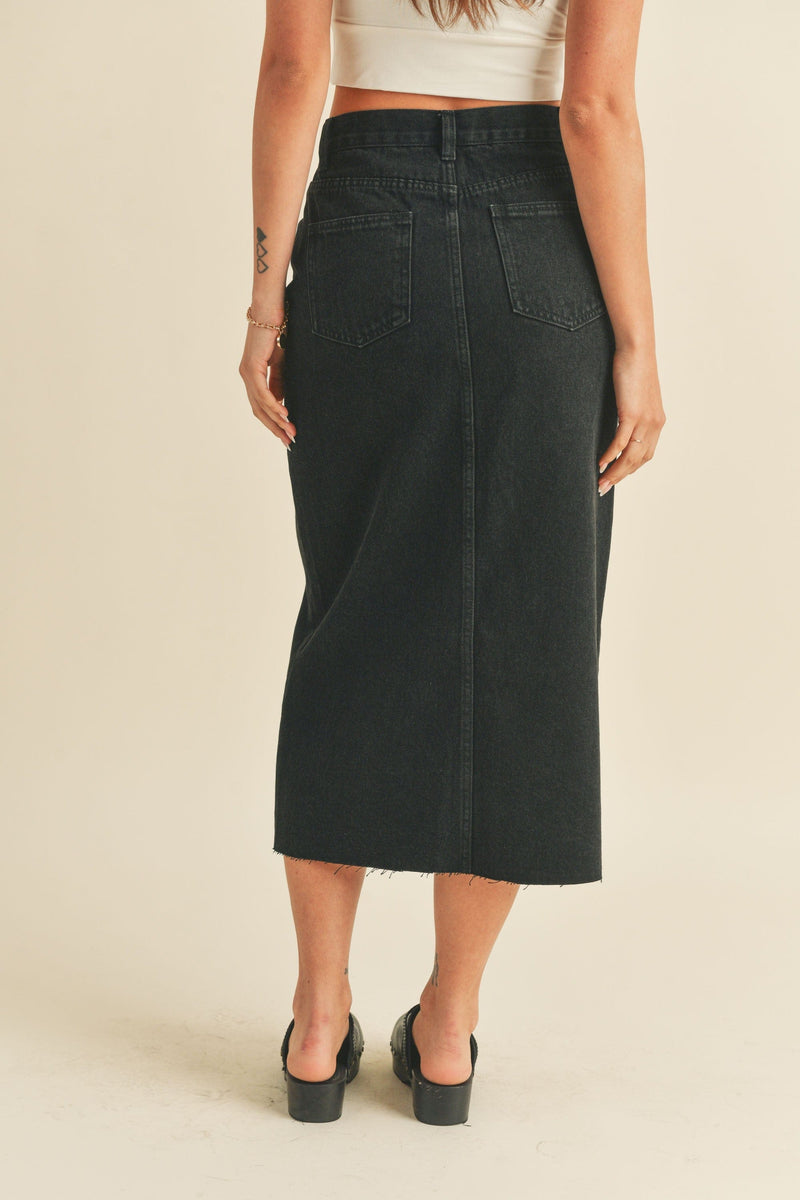 On The Town Denim Skirt in Black by WREN The Label