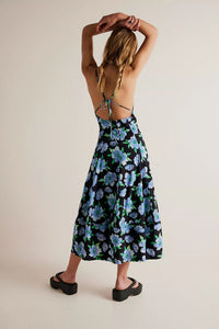 free people finer things midi dress Free People Dress L NWT Finer Things Floral Printed Midi Plunging V Neck Pockets