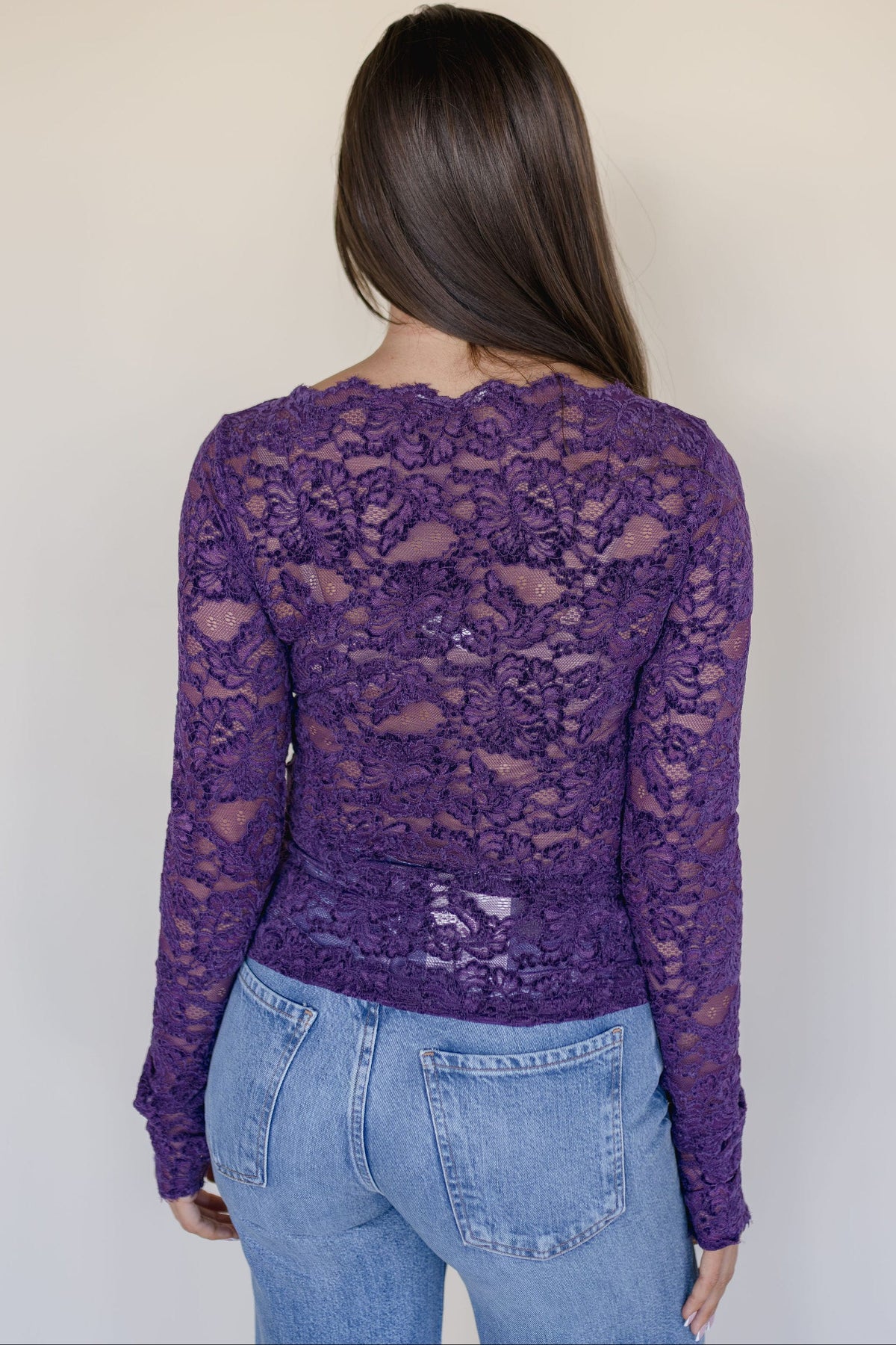 Free People Raising Eyebrows Lace Top Italian Plum