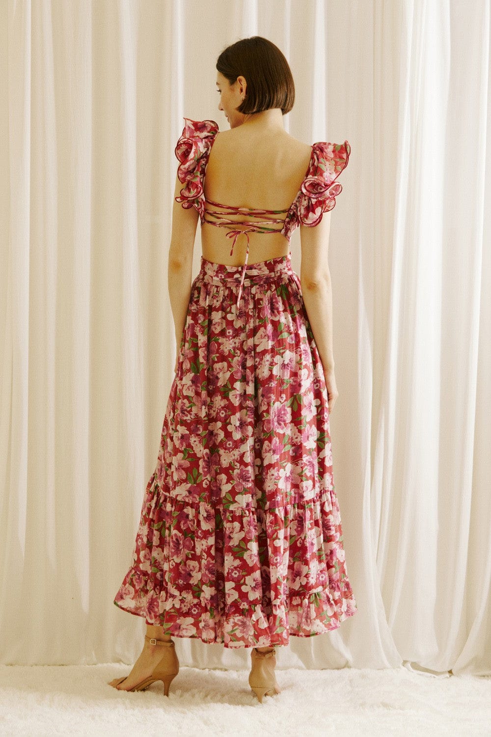 Ophelia Maxi Dress in Berry Floral by Le Rêveur