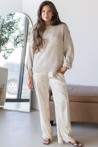 Lunette Chandler Lace Trim Satin Pant Cream