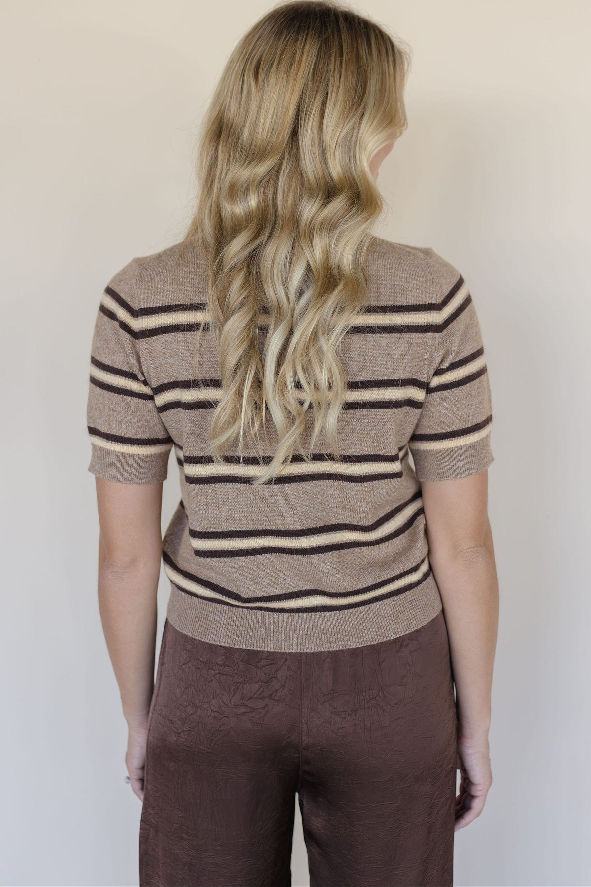 MAXINE Auden Short Sleeve Knit Top Latte Multi