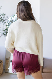 MAXINE Lela High Neck Long Sleeve Sweater Cream