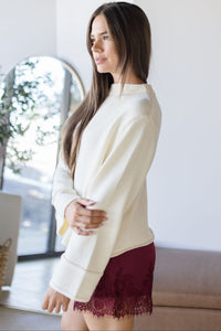 MAXINE Lela High Neck Long Sleeve Sweater Cream