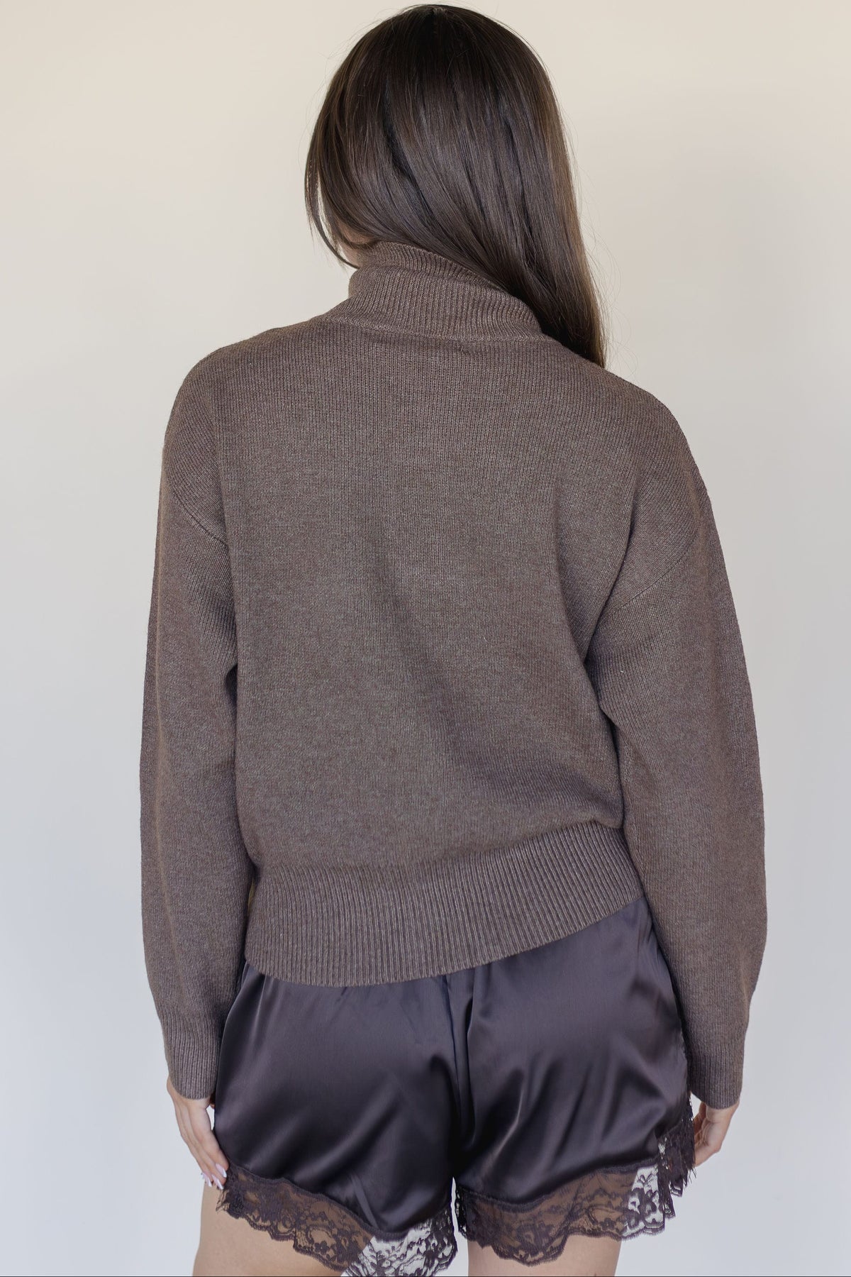 MAXINE Linnea Mock Neck Button Cardigan Brown