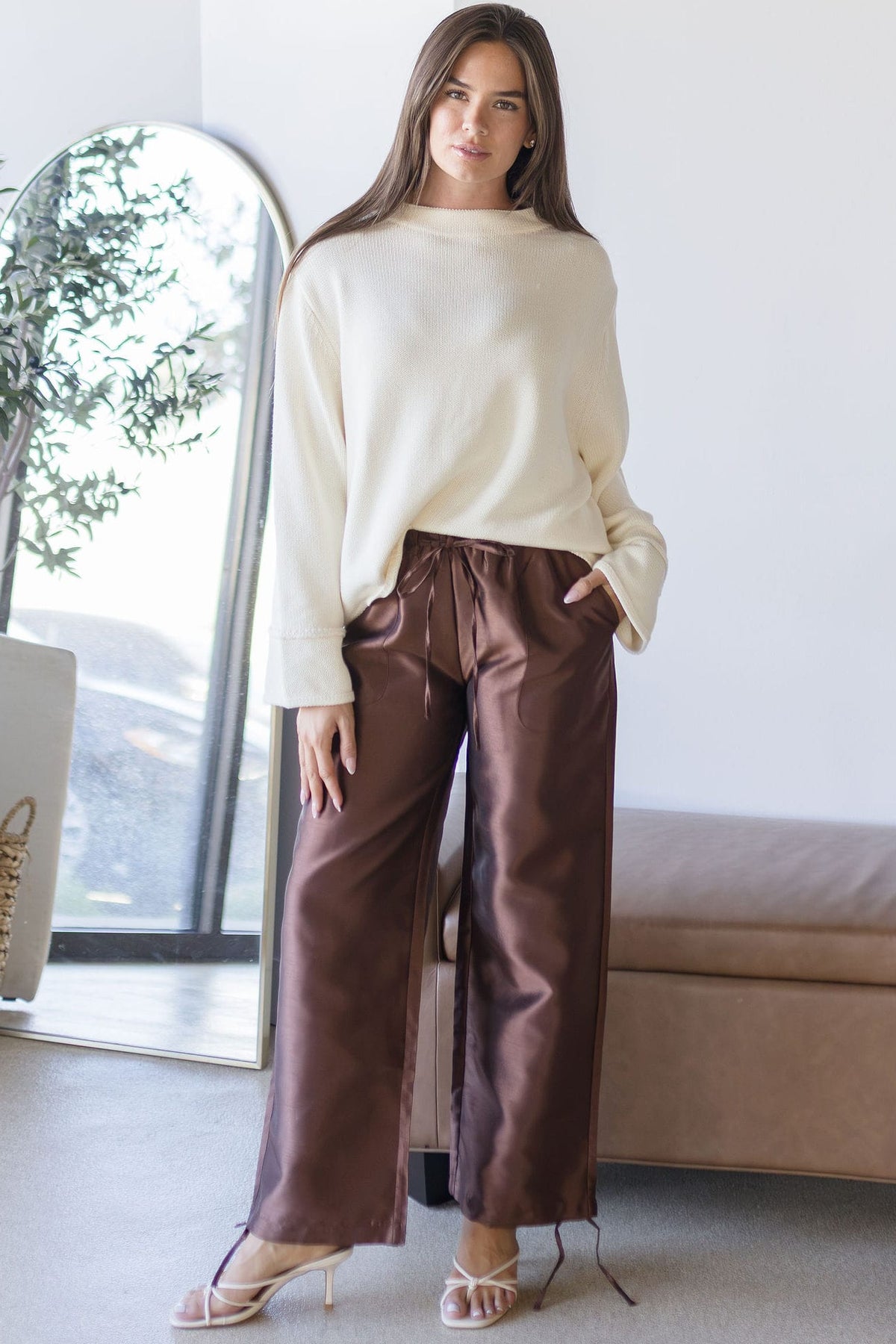 MAXINE Quincy Wide Leg Pant Brown