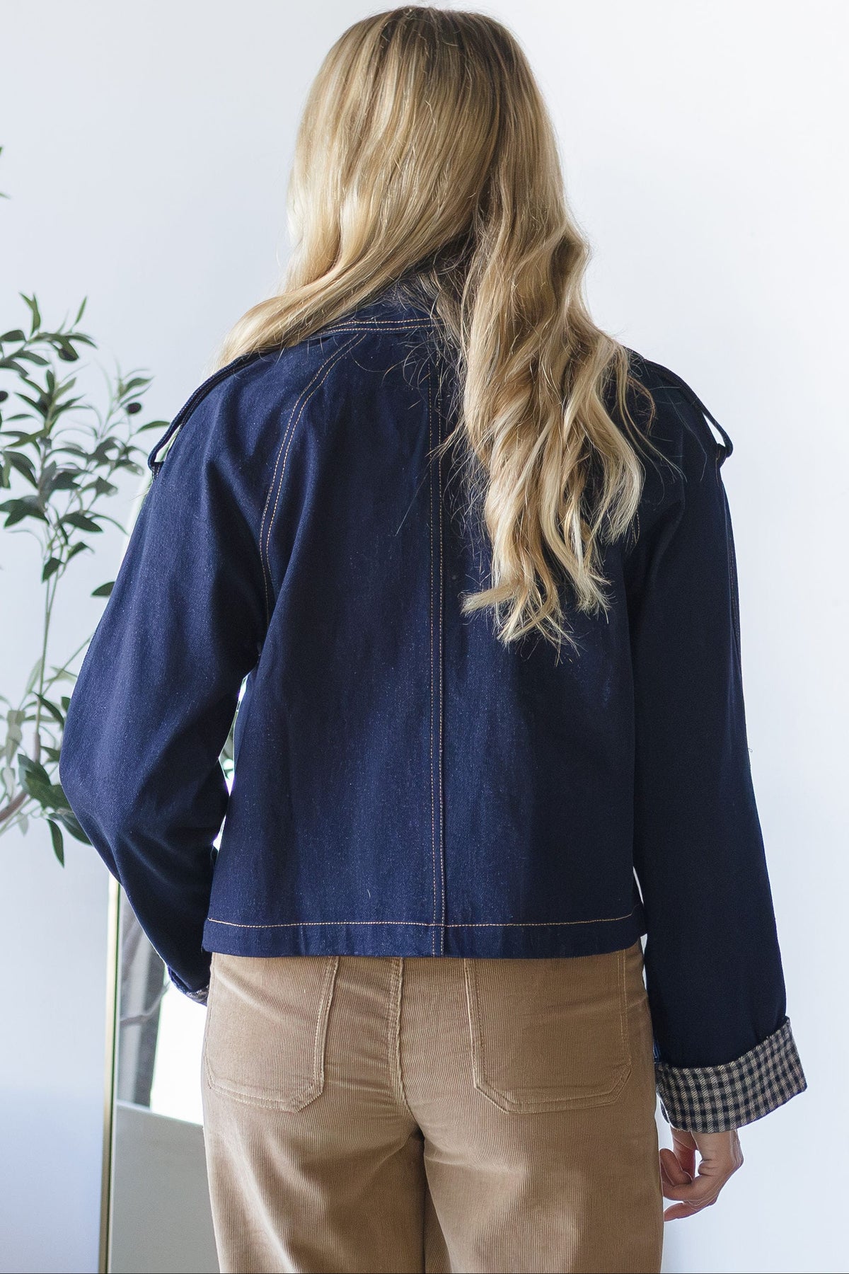 Moon River Denim Double Breasted Trench Jacket Indigo