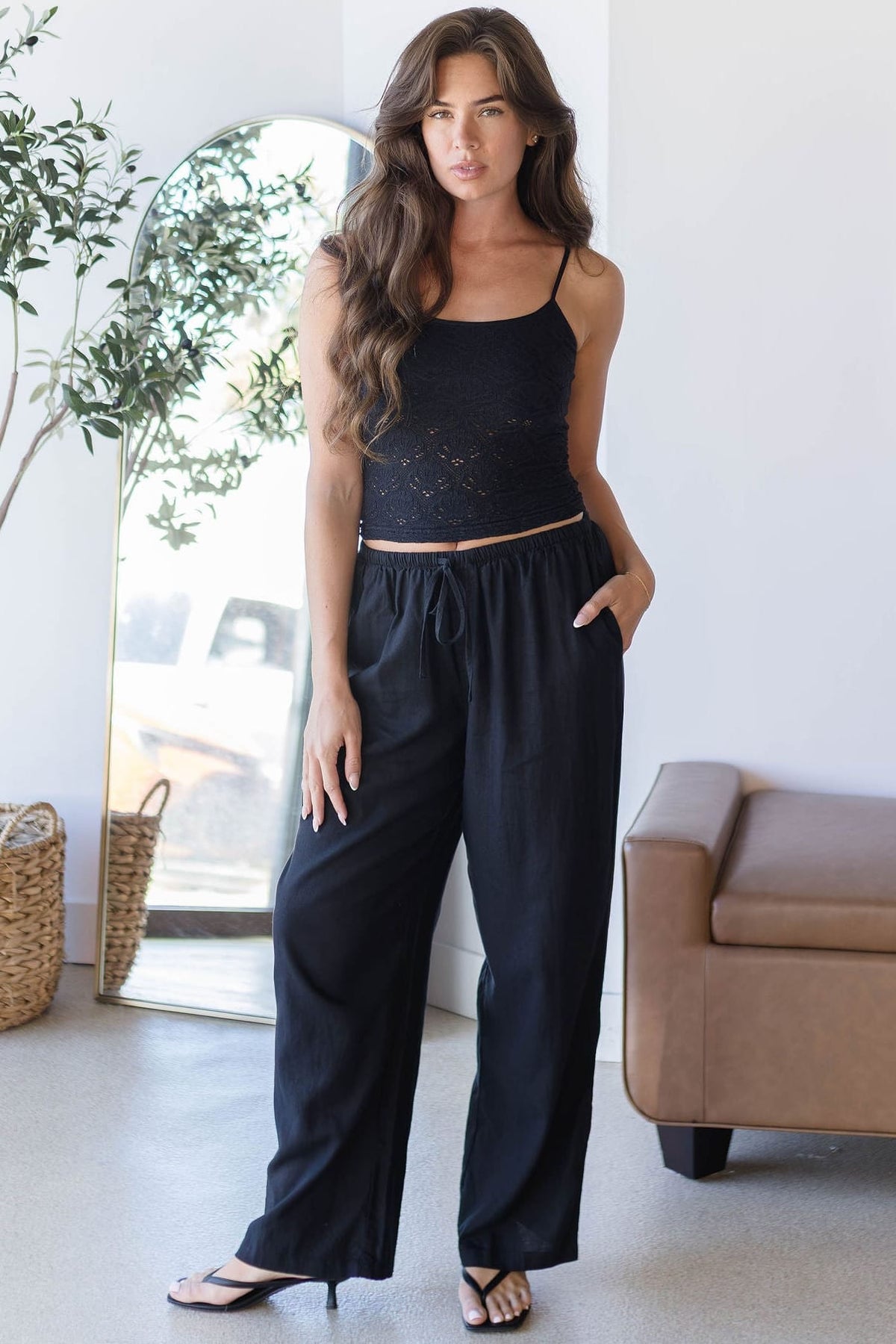 NikiBiki Floral Textured Lace Brami Black