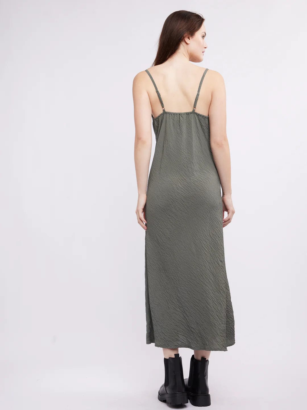 Sage Green Midi Slip Norah Dress by Self Contrast