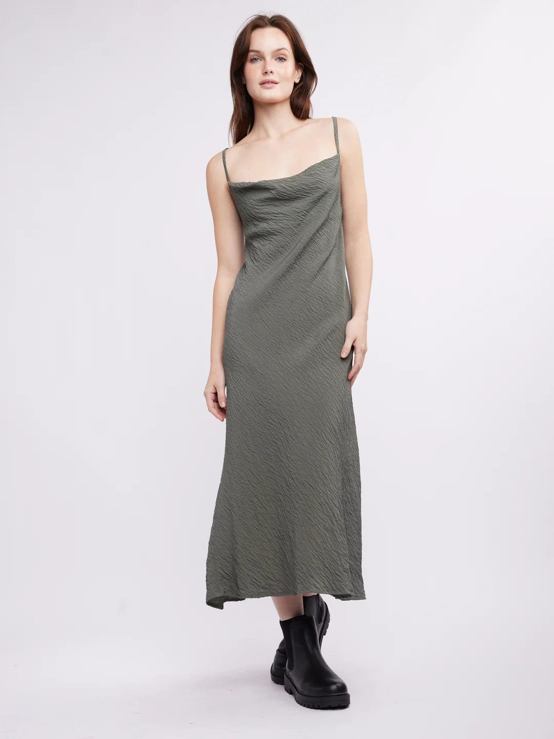 Sage Green Midi Slip Norah Dress by Self Contrast