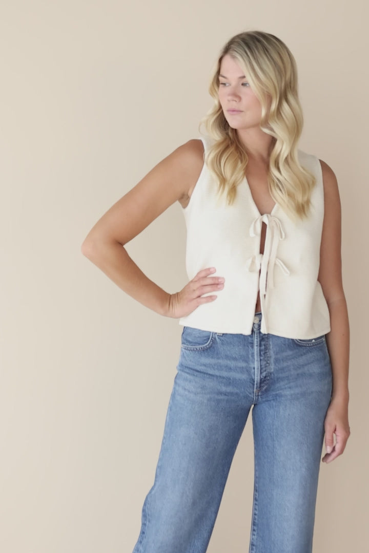 Nessa Ribbed Tie Front Vest