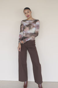 Bronte Ruched Long Sleeve Mesh Top Bronte Ruched Long Sleeve Mesh Top