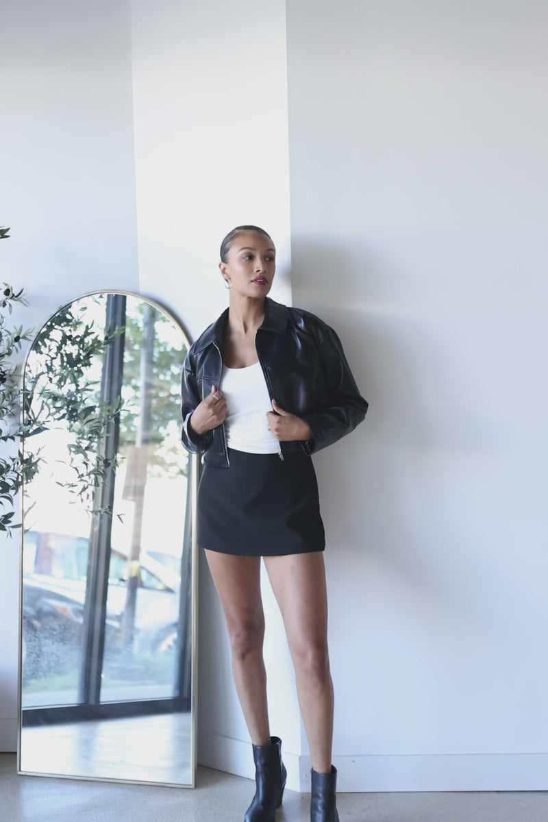 Vanna Cropped Leather Bomber Vanna Cropped Leather Bomber