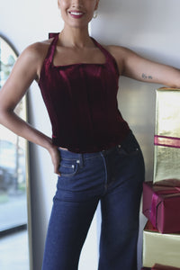Jacy Velvet Corset Halter Top Jacy Velvet Corset Halter Top