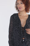 Polka Dot Print Ruffle Front Detail Long Sleeve