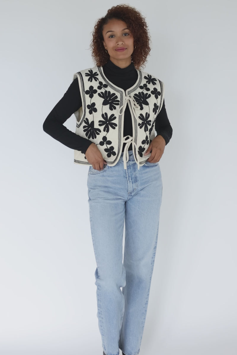 Hailey Embroidered Quilted Vest