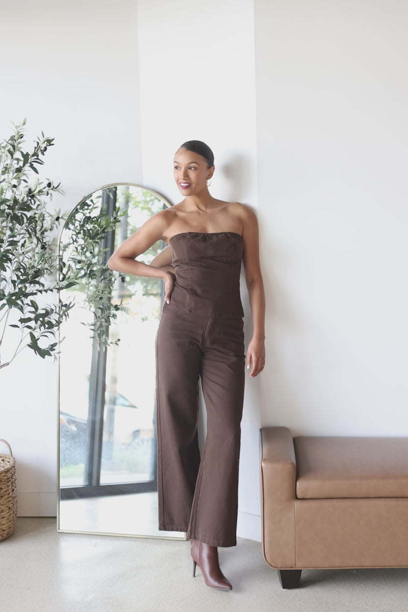 Troye Strapless Twill Top Troye Strapless Twill Top