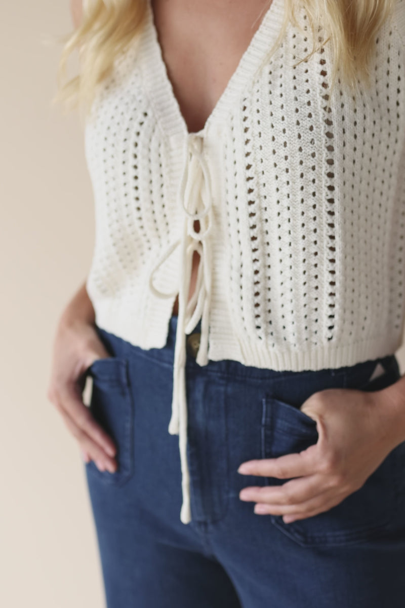 Lucinda Crochet Tie Front Knit Tank