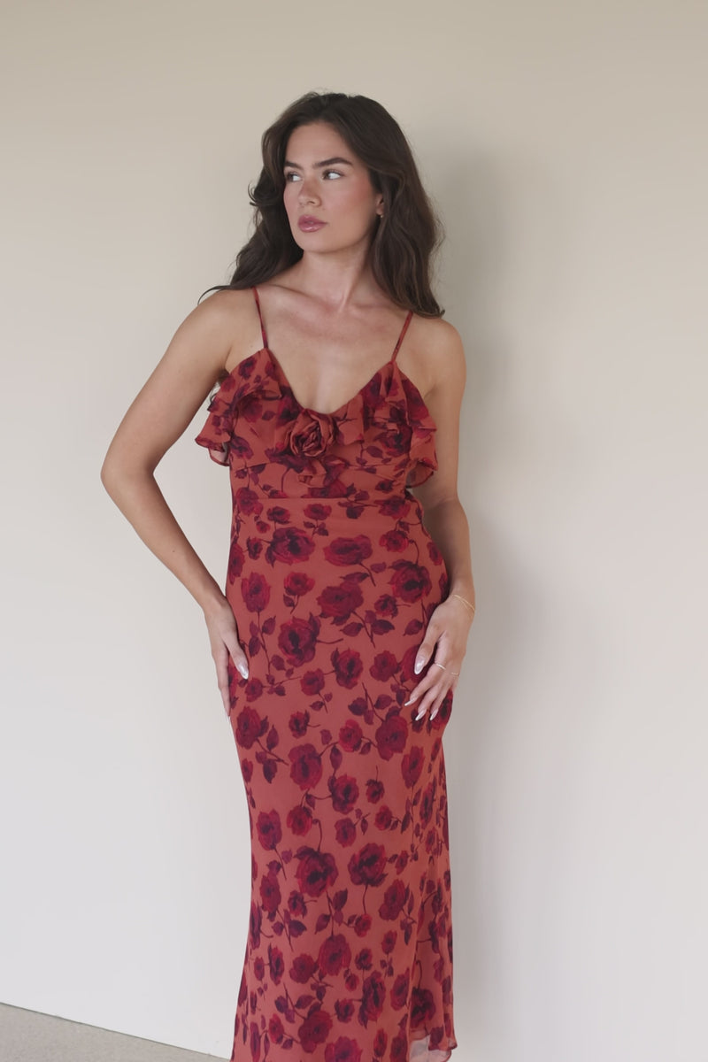 Leavitt Ruffle Floral Midi Dress Leavitt Ruffle Floral Midi Dress