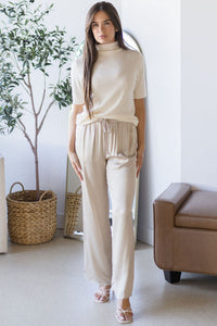 Raisonnel Serena Satin Pull-On Pants Khaki Beige