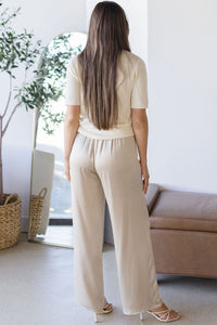 Raisonnel Serena Satin Pull-On Pants Khaki Beige