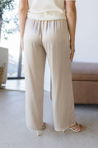 Raisonnel Serena Satin Pull-On Pants Khaki Beige
