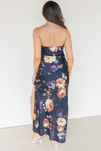 WREN The Label Art Of Bloom Strapless Maxi Dress Nightfall Floral