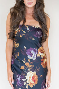 WREN The Label Art Of Bloom Strapless Maxi Dress Nightfall Floral