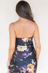 WREN The Label Art Of Bloom Strapless Maxi Dress Nightfall Floral