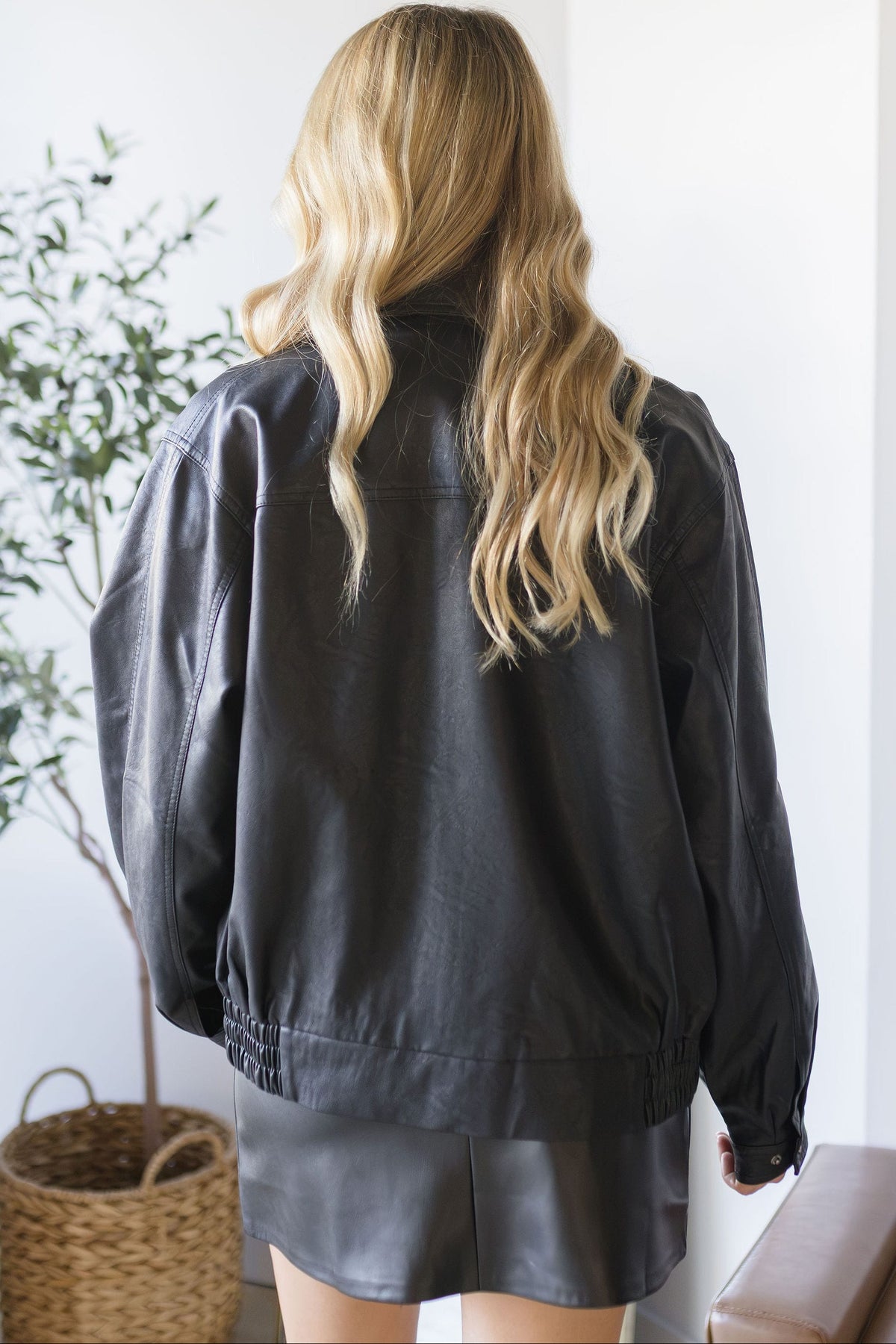 WREN The Label Briar Oversized Leather Jacket Black