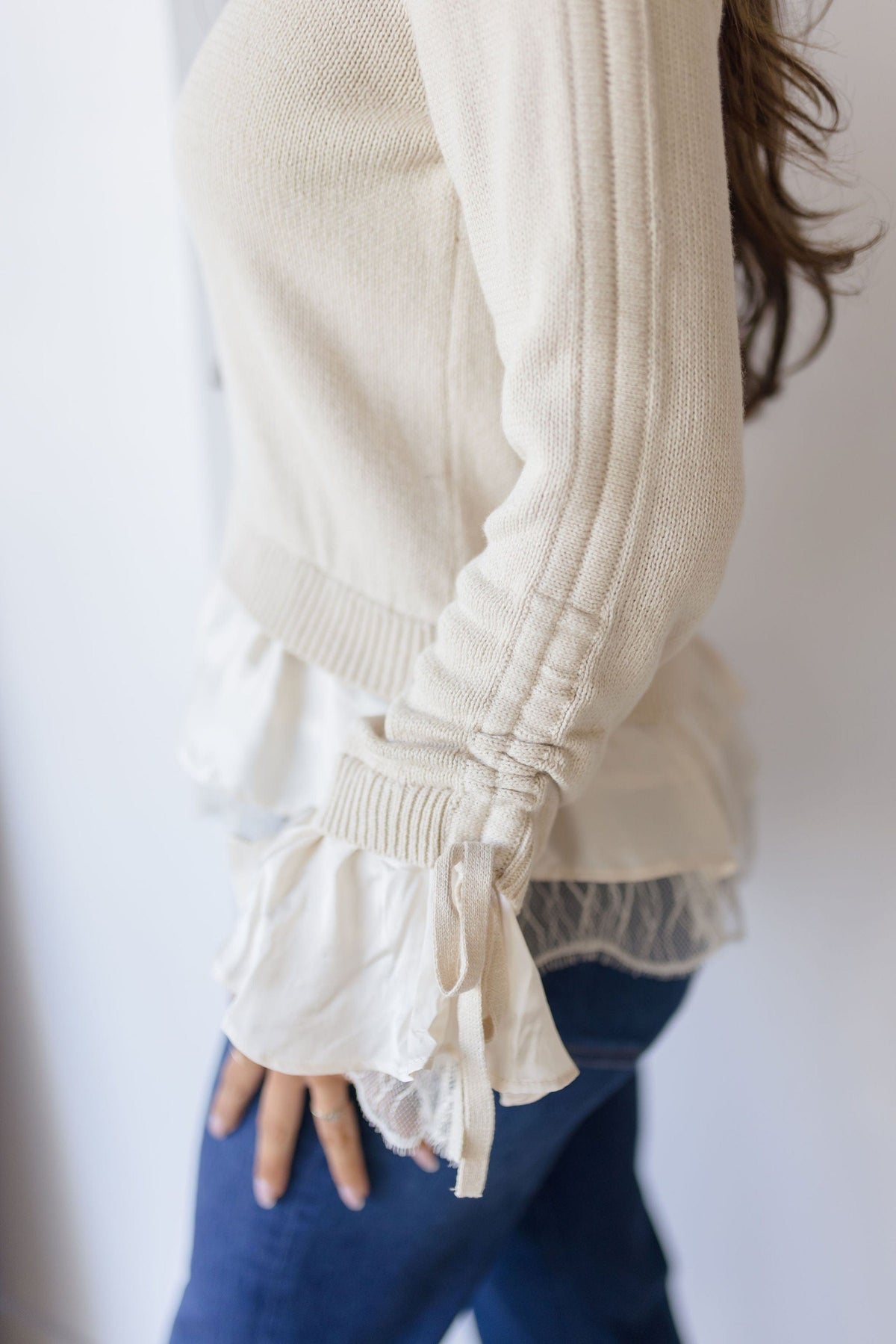 WREN The Label Carrington Sweater Blouse Champagne